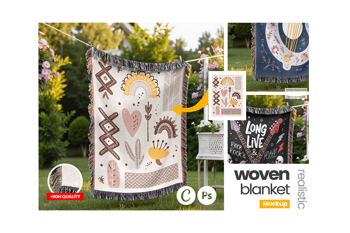 Woven Blanket Mockup Hang, an Apparel Mockup by Mockups Studio (Photo 1 of 9)