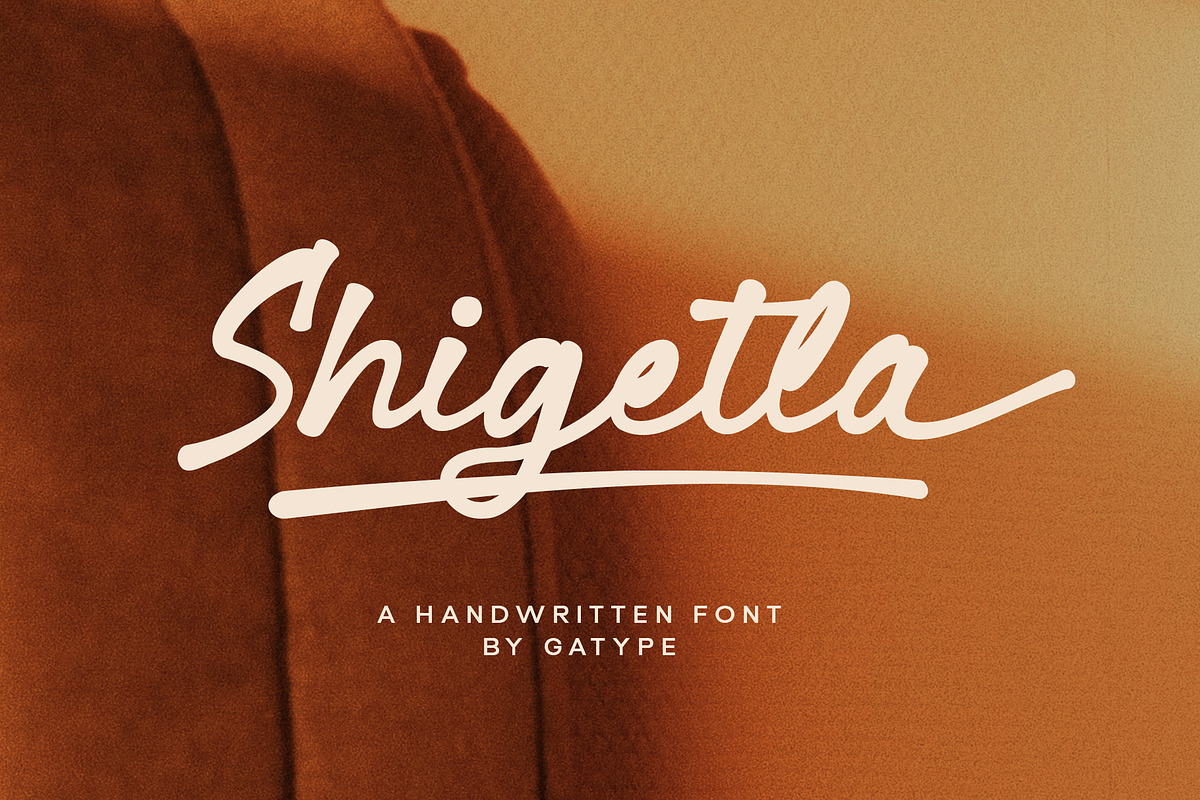 Shigetla, a Script Font by Gatype (Photo 1 of 8)