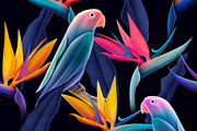 Seamless patterns with cute parrots, a Pattern Graphic by Luxury Fashion Prints (Thumbnail 1 of 2)