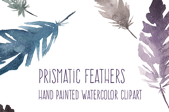 Prismatic Watercolor Feathers preview 3