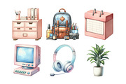 Watercolor Office Clipart Bundle, an Illustration by Daily.Designs (Thumbnail 3 of 4)