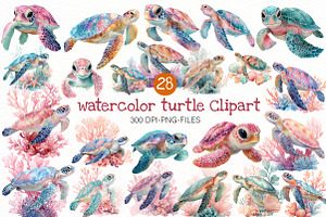watercolor turtle Clipart, an Illustration by Designworld