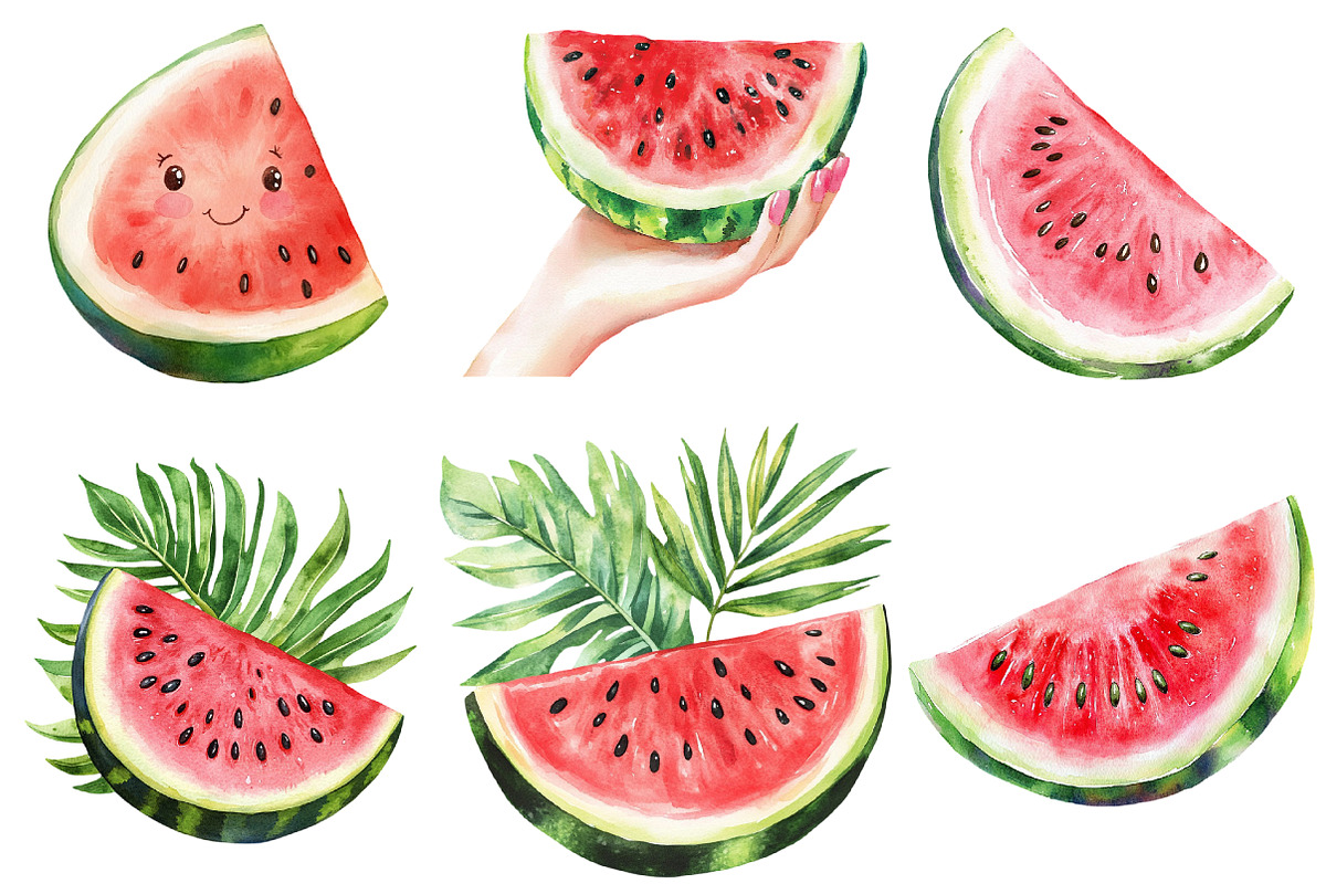 Summer Juicy Watermelon Clipart, an Illustration by cherrydesign (Photo 4 of 4)