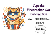 Cupcake Firecracker Cat PNG – Sublim, a Seasonal Illustration by Smillyy Threads (Thumbnail 1 of 6)