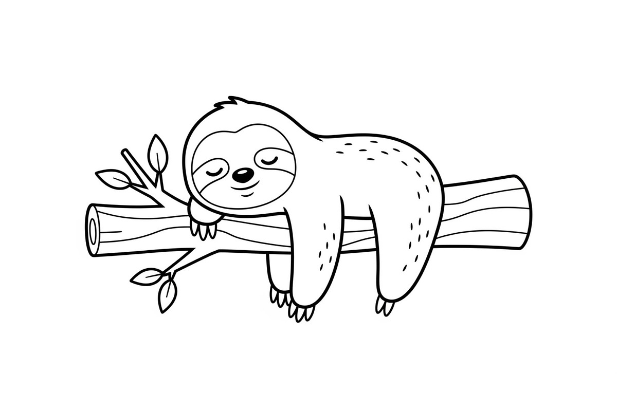 Cute Sloth Line Art Bundle, an Illustration by musafir_fashion (Photo 25 of 51)