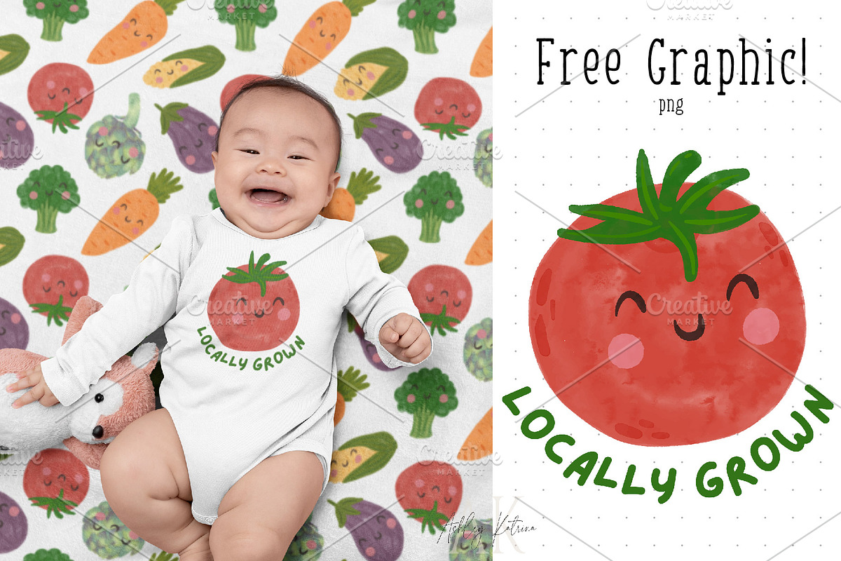 Watercolor Veggies with & w/o Faces, an Illustration by Ashley Katrina (Photo 7 of 10)