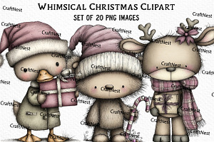 Whimsical Christmas Clipart Bundle, an Illustration by Craft Nest