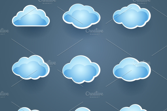 Blue Vector Cloud Icons