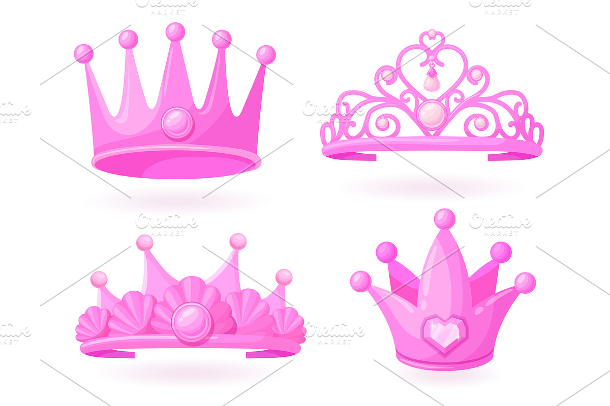 Cartoon pink tiara. Princess crown, an Object Illustration by Stock-Smart-Start