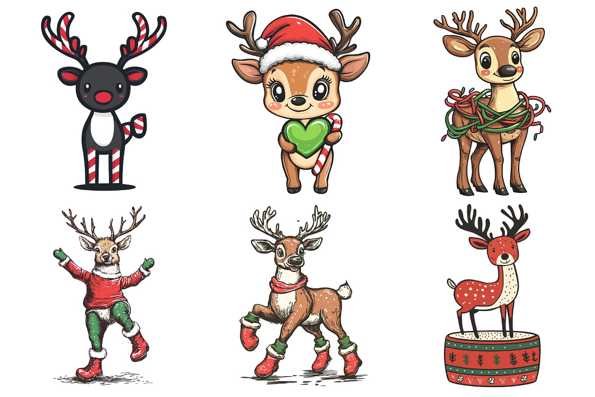 Funny Quirky Christmas Reindeer Clip, an Illustration by Daily.Designs (Photo 3 of 5)