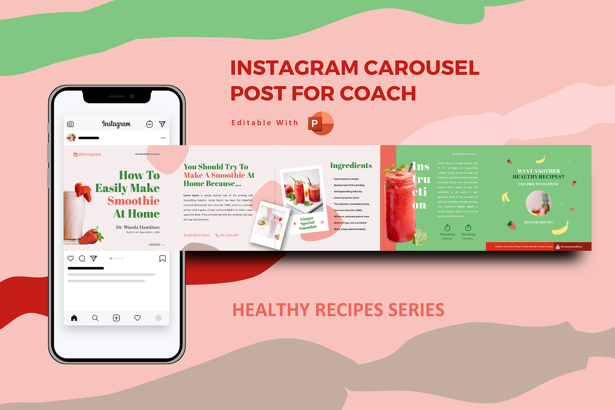 Healthy recipes creator carousel, a Social Media Template by rivatxfz (Photo 1 of 3)