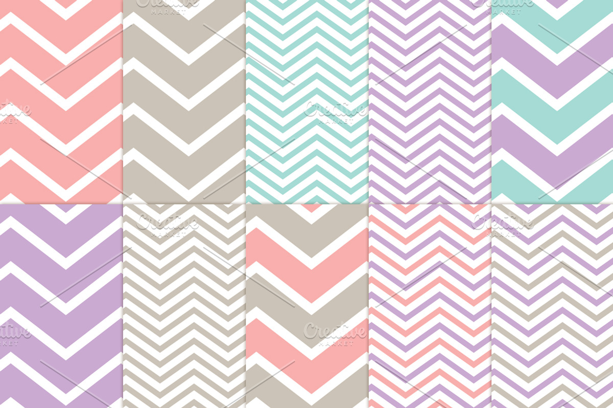 Pastel Zigzag 22 Pattern Set, a Pattern Graphic by Pip Sweet (Photo 2 of 2)