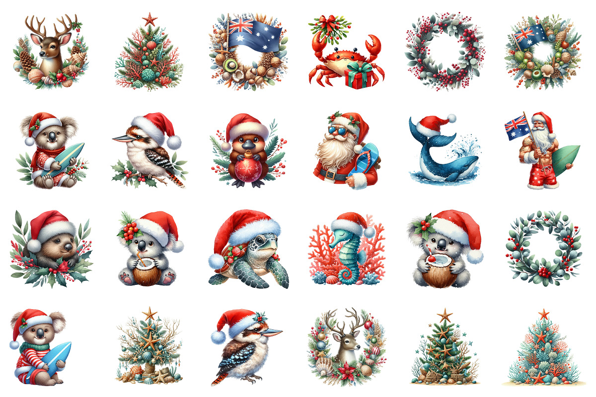 Australia Christmas Clipart Bundle, an Illustration by SinaCreation (Photo 2 of 7)