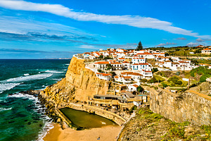 Azenhas do mar at the atlantic ocean featuring portugal, village, and sea, an Architecture Photo by Leonid Andronov