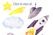 Watercolor space for kids, an Illustration by Watercolor & sketches (Thumbnail 3 of 8)