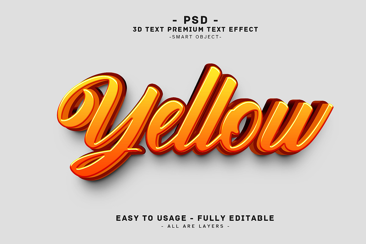 Yellow 3D Editable Psd Text Effect, a Layer Style Add-On by Md Jahidul99