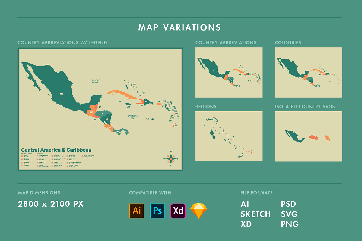 Central America & Caribbean Map, a Graphic by Ben Buysse (Photo 4 of 4)