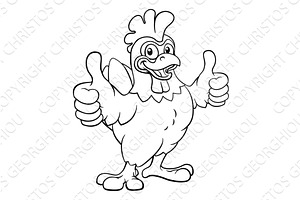 Chicken Cartoon Rooster Cockerel, an Animal Illustration by Christos Georghiou