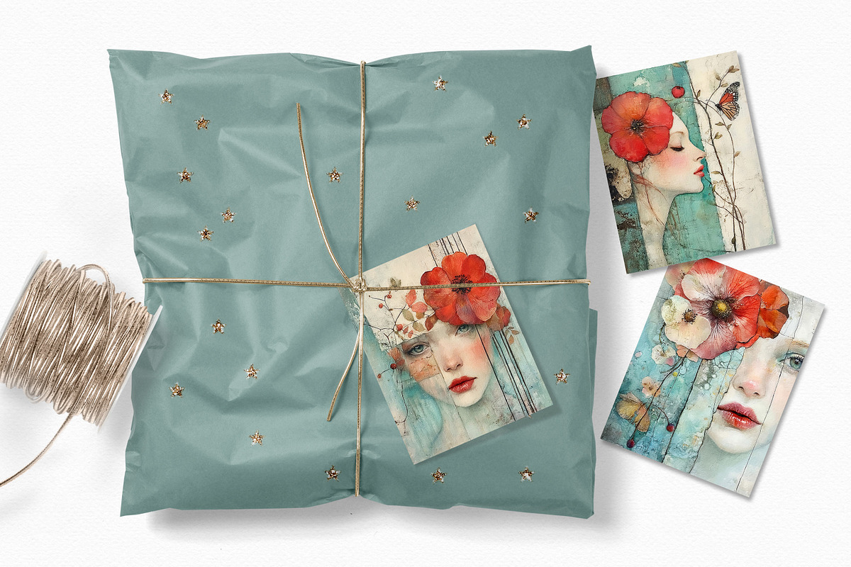 Aqua Bloom Portraits, a Decorative Illustration by rileyBgraphics (Photo 4 of 6)