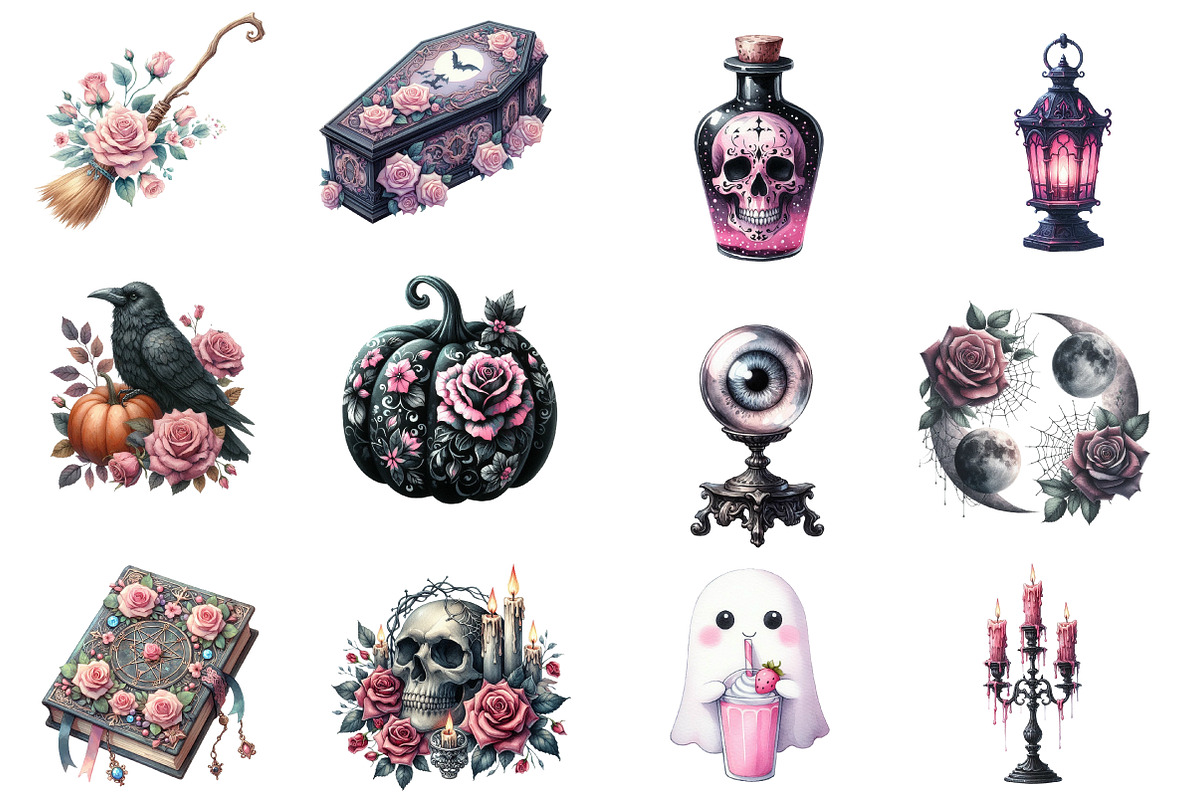 Pastel Goth Halloween clipart, an Illustration by Designworld (Photo 4 of 5)