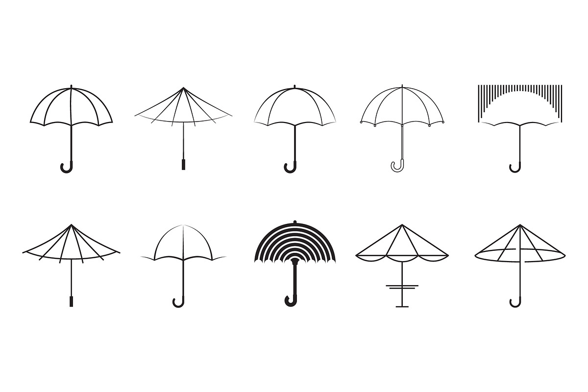 set simple umbrella line art logo, a Branding & Logo Template by Pyruos ID