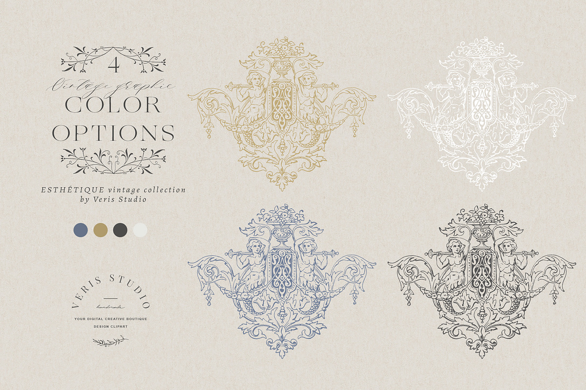 Baroque Vintage Vector Frames Crests, a Decorative Illustration by Veris Studio (Photo 11 of 12)