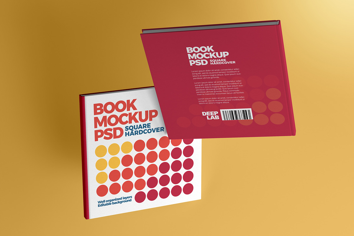 Square Book Hardcover Mockup Set, a Print Template by Deeplab (Photo 11 of 20)