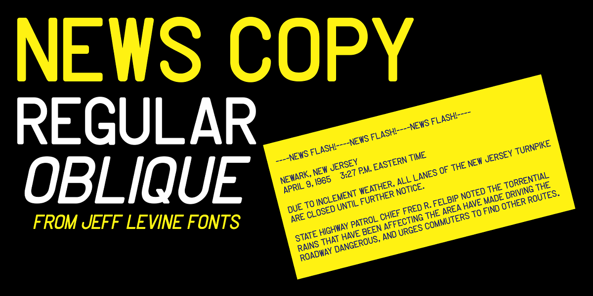 News Copy JNL, a Sans Serif Font by Jeff Levine Fonts (Photo 1 of 5)