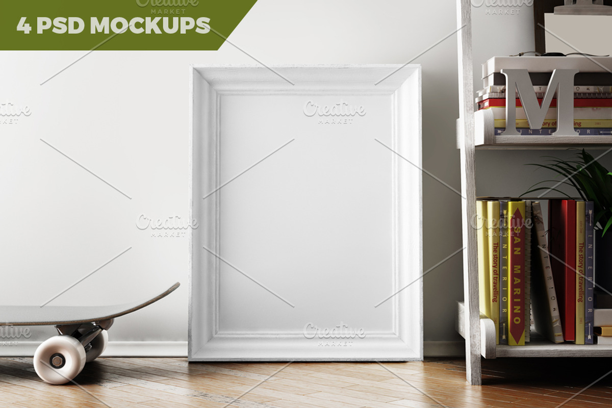 4 PSD FRAME MOCKUPS, a Print Template by Egor Shkolnikov (Photo 1 of 6)
