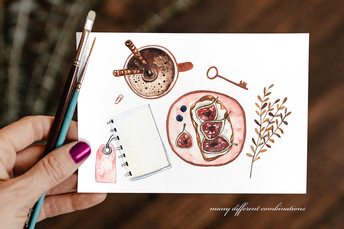 Breakfast Flatlay Collection, a Food Illustration by Scarlet Heath Art (Photo 6 of 12)