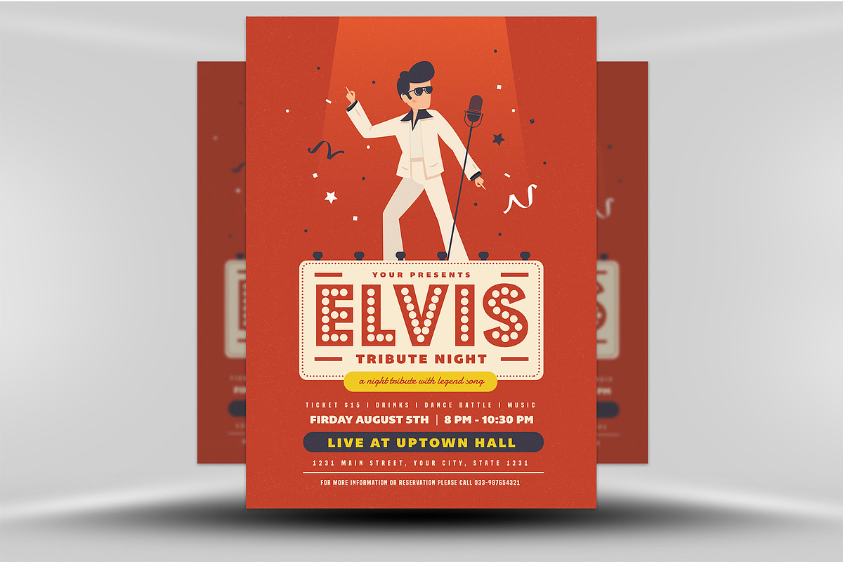 Elvis Night Flyer Template, a Flyer Template by FlyerHeroes (Photo 1 of 4)