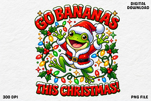 Go Bananas Funny Christmas Frog PNG