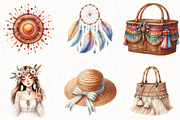 Watercolor Boho Summer Clipart, an Illustration by OK Design (Thumbnail 2 of 5)