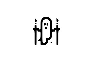 Ghost Candle Line Art Vector, a Seasonal Illustration by Vectorium Studio