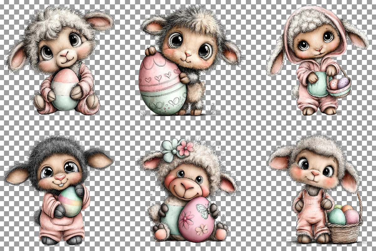 Whimsical Lamb with Easter Eggs Clip, an Illustration by Sublimation Artist (Photo 4 of 6)