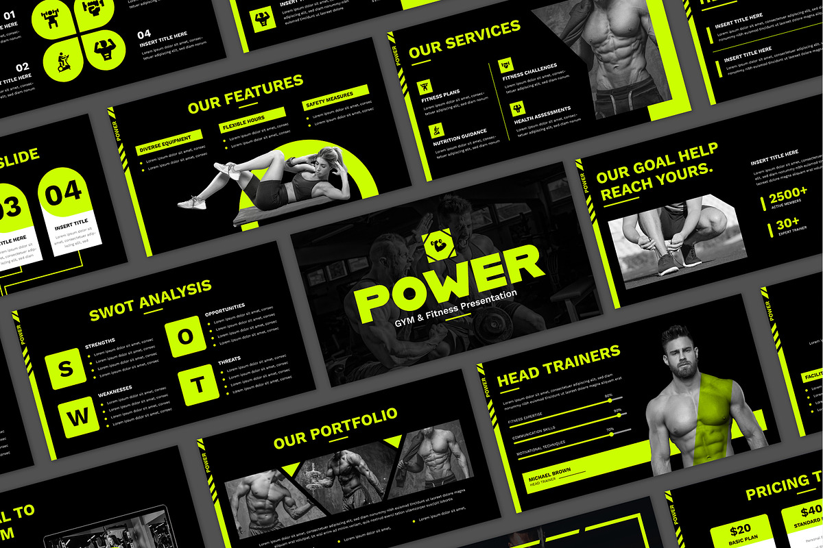 Creative GYM & Fitness Presentation, a Presentation Template by Mighty-Slide (Photo 1 of 5)