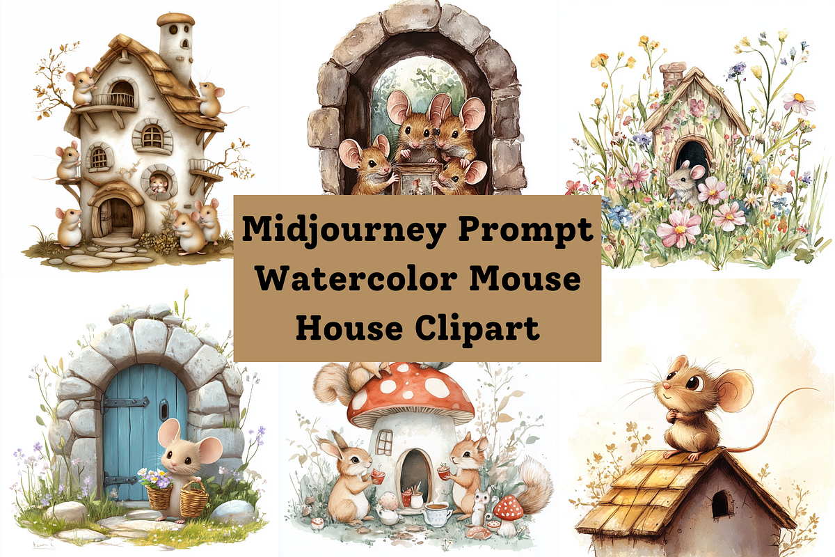 Prompt Mouse House Clipart, a Decorative Illustration by Creative design (Photo 1 of 7)