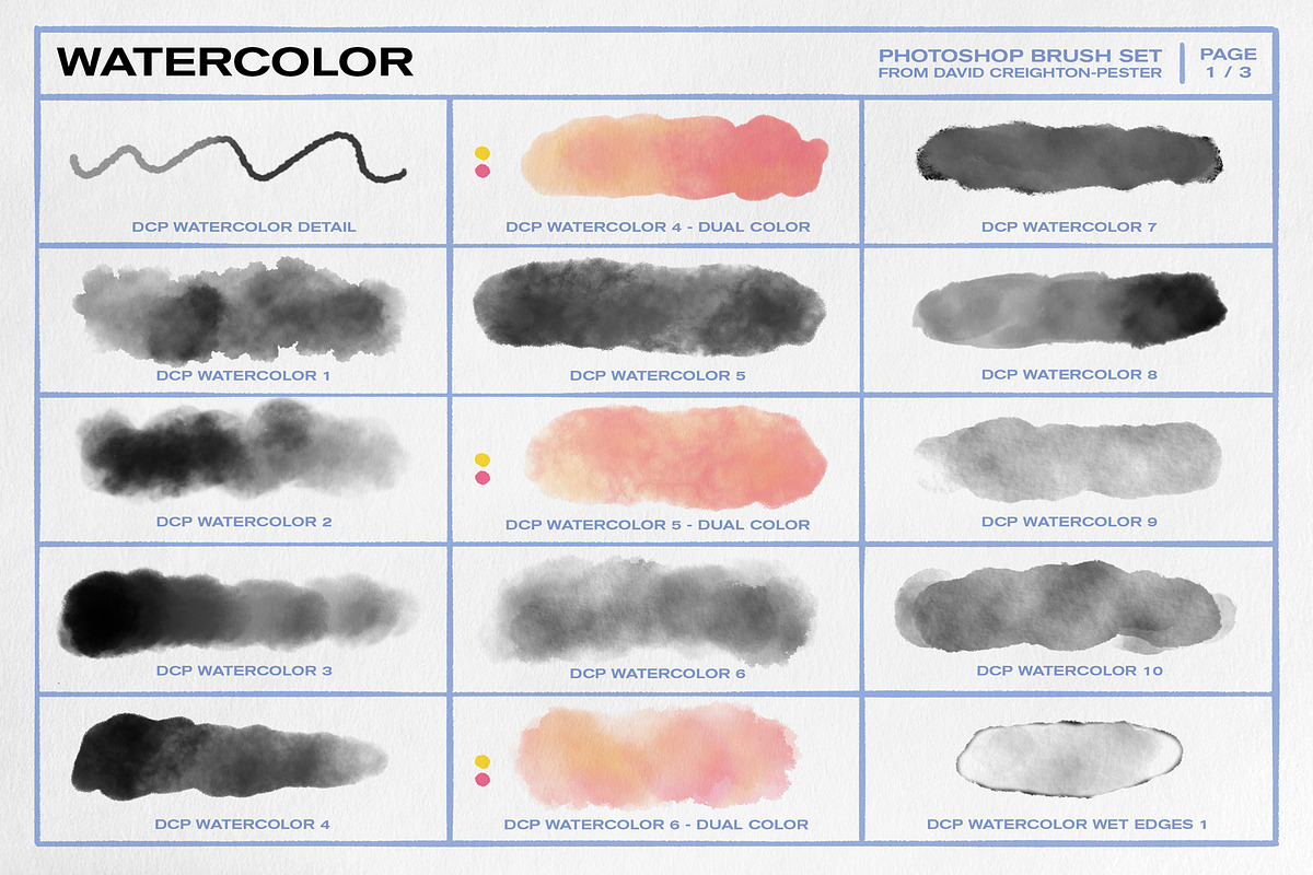 Photoshop Watercolor Brushes, a Brush Add-On by David Creighton-Pester (Photo 2 of 4)