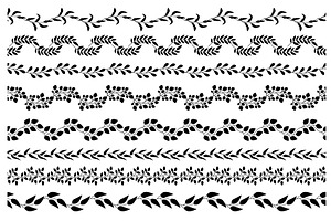 Set of black botanical border