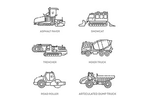 Agricultural machines vector icons, an Illustration by Tettygreen