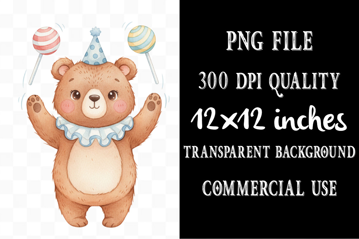 Watercolor Cute Circus Clipart, an Illustration by Designking (Photo 3 of 5)