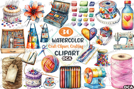 Watercolor Craft Clipart, Crafting