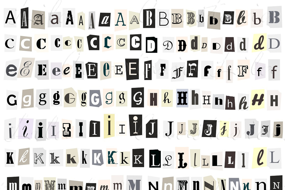 Newspaper Alphabet 275 symbols, a Texture Illustration by A.Lila (Photo 2 of 2)