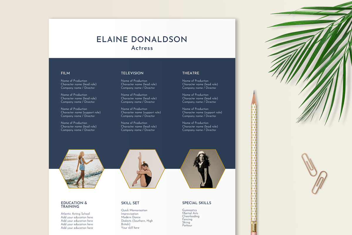 Resume Template for Actor, Actress, a Resume Template by Stanin Studio (Photo 3 of 10)