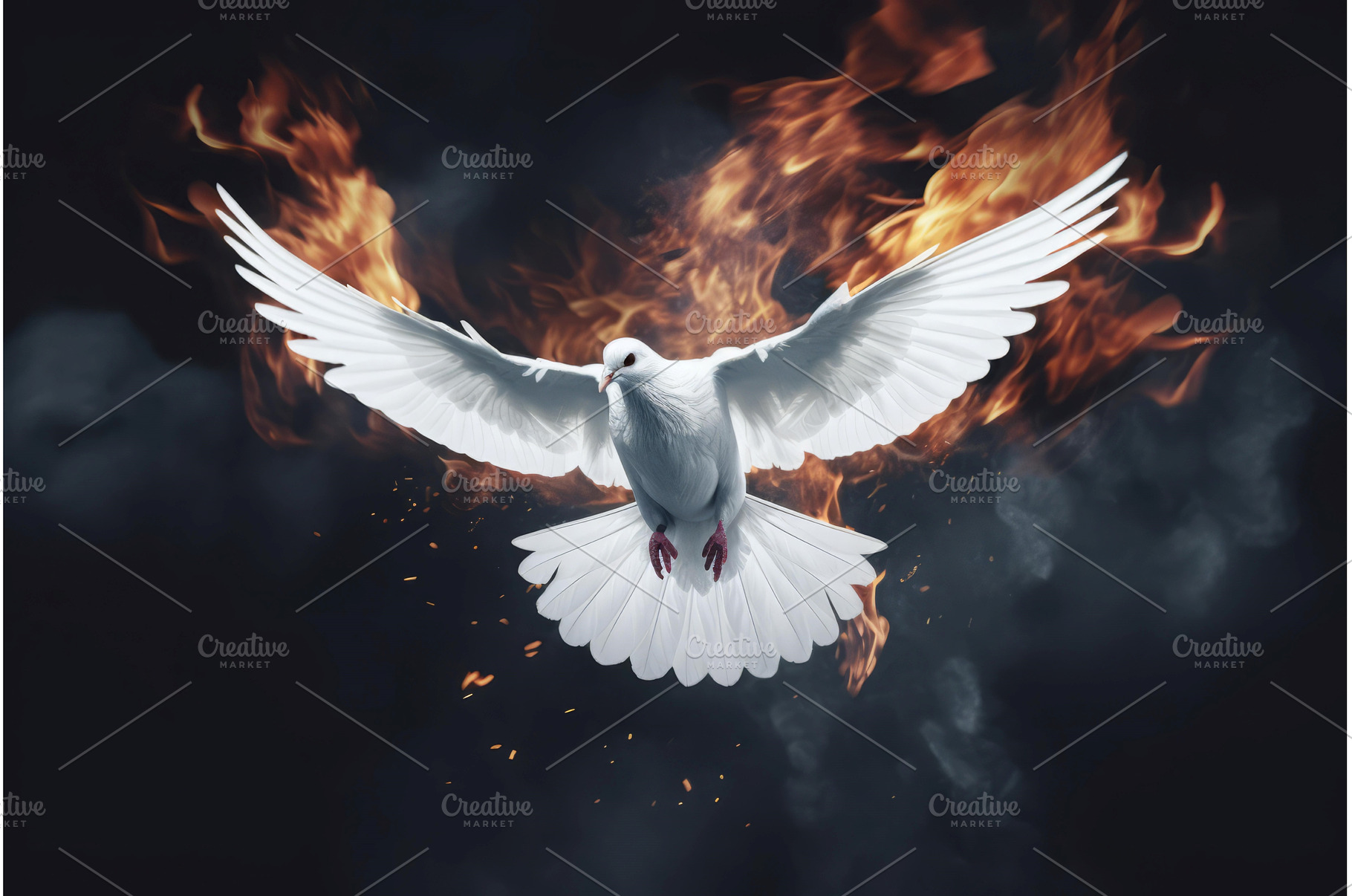 Fire effect from pigeon wings flight, an Animal Photo by Ylivdesign