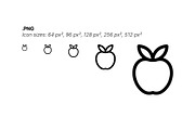 50 Fruit and Vegetable Icons, an Outline Icon by Side Project (Thumbnail 4 of 7)