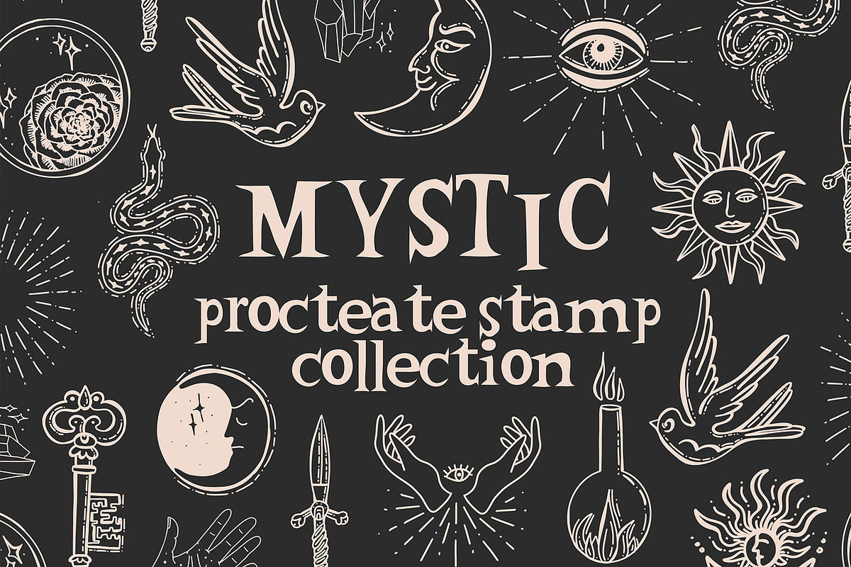 Mystic Symbols Sun Brushes Procreate, a Brush Add-On by MakeMyPlaceDesign (Photo 1 of 2)