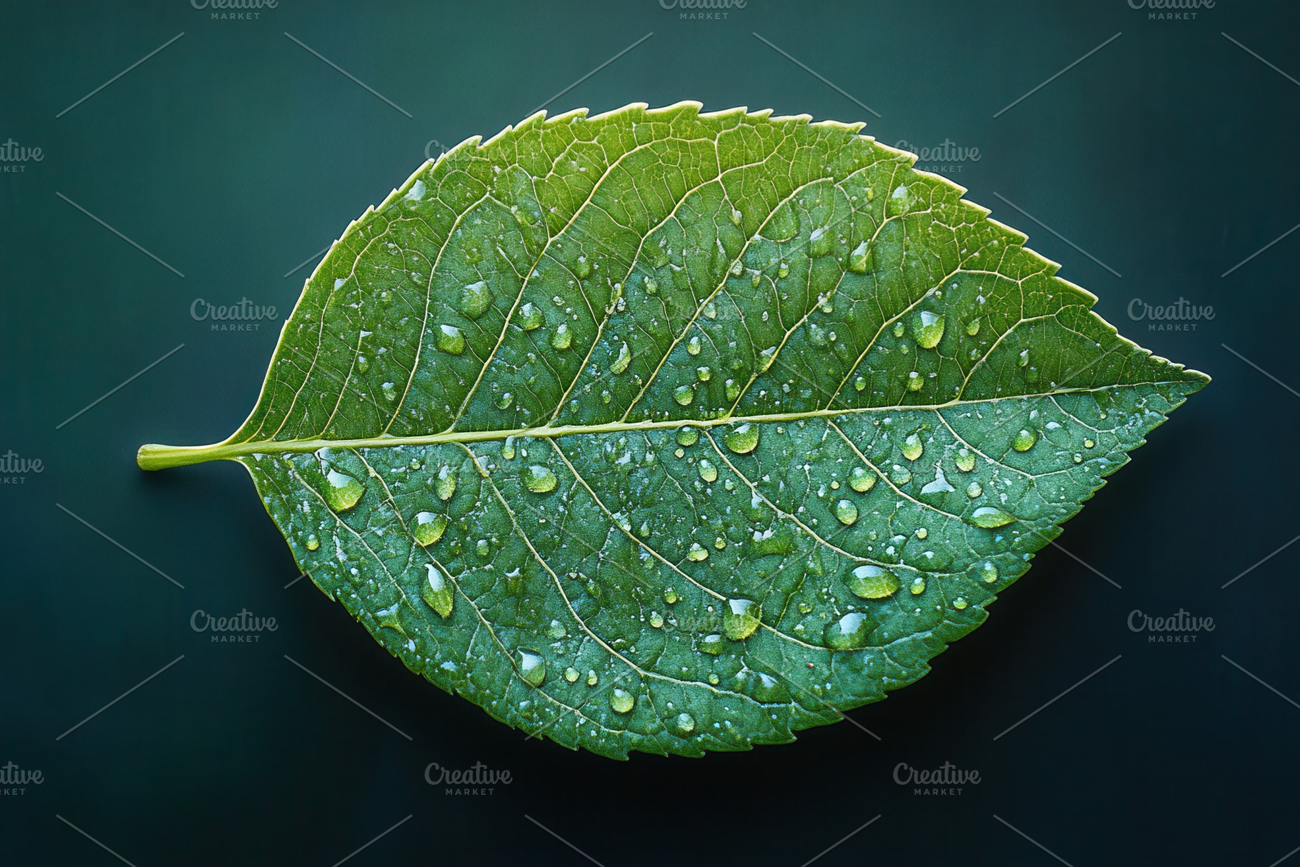 Close-up of a vibrant green leaf wit, a Photo by Tanuart