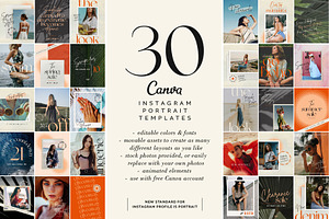 30 Boho Instagram (Canva) Templates, a Social Media Template by Stacey Day