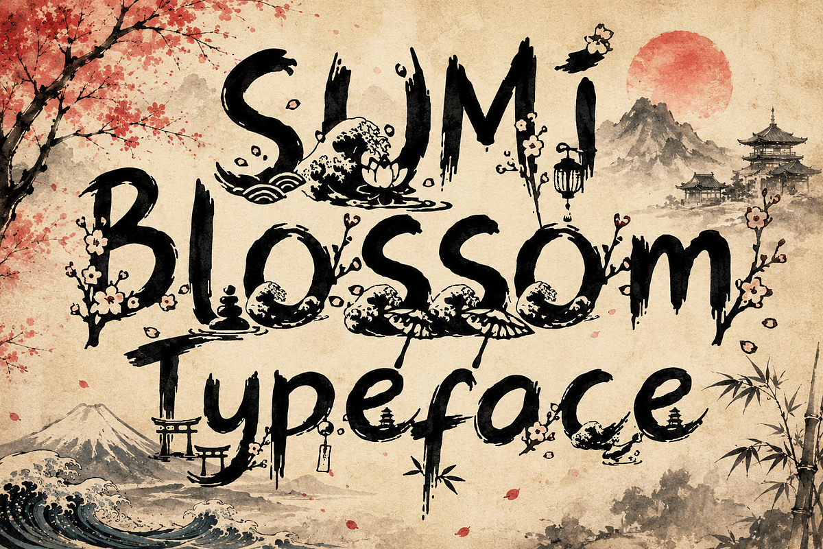 SumiBlossom - Japanese Art Font, a Script Font by HypeWorksCo (Photo 1 of 13)